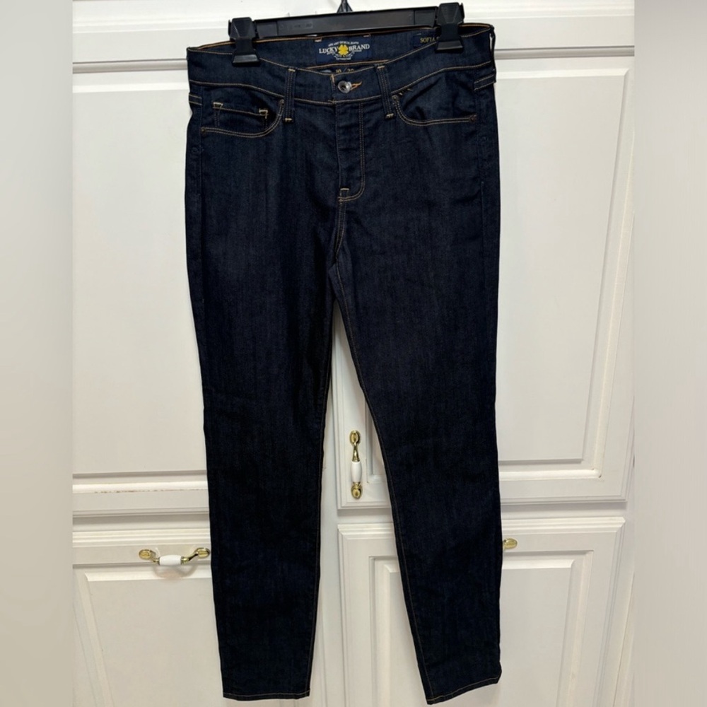 Lucky Brand Sofia Skinny Dark Wash Blue Straight Leg Denim Jean Women’s Size 10